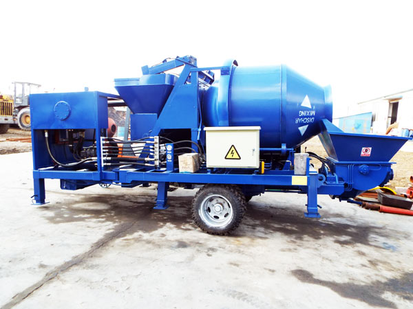 trailer concrete mixer with pump machine